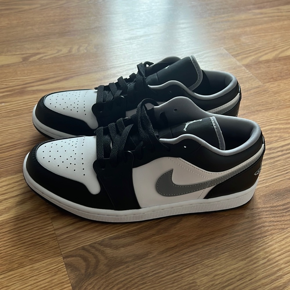 100% Authentic Jordan 1 Low- Black and White with Grey Swoosh. BARELY WORN!